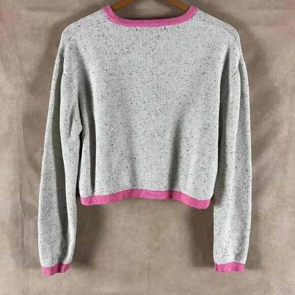 FRENCH CONNECTION Speckled Cotton Cropped Sweater LARGE - Picture 3 of 7